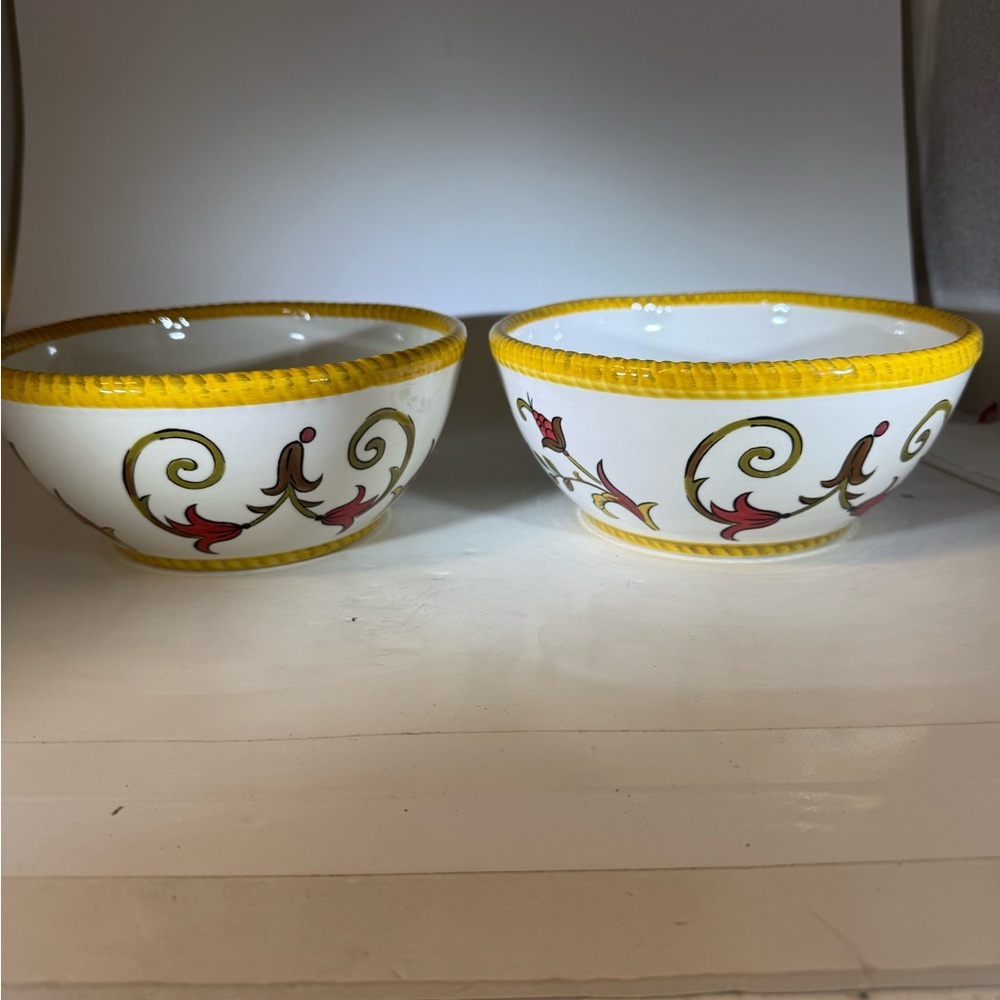 2008 Pier 1 Oralia Earthenware 7” Cereal/Soup Bowl Set (2)